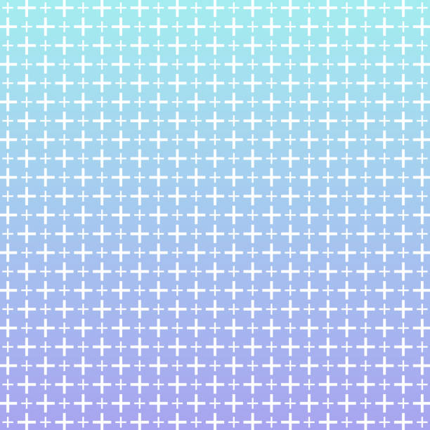 White grid of plus shapes in two sizes on blue gradient pattern vector art illustration