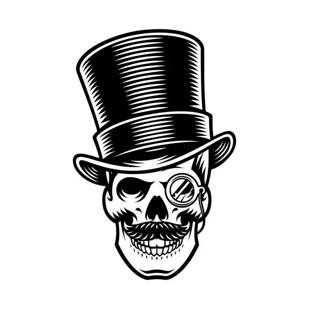 Vector illustration of Vector illustration of a barber skull in a hat