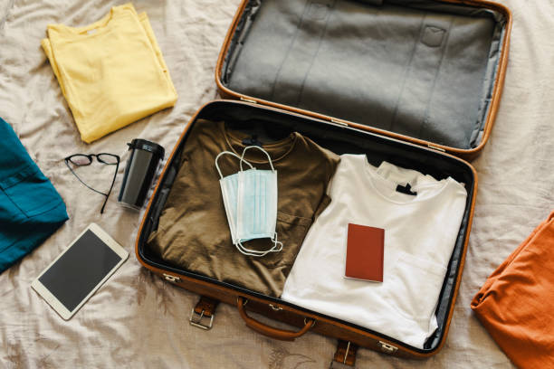 istock All packed and ready to go, High angle shot of a suitcase packed with various essentials for a traveling businessman 1370284965