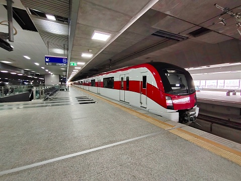 January 31, 2022 :  at Bang Sue Grand Railway Station. An Elevated Rapid Transit System in Bangkok, Thailand.