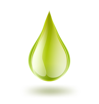 green glossy drop on white. petrol, oil, natural juice symbol