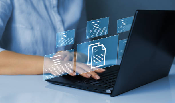 istock Process automation to efficiently manage files. Businesswoman working on laptop with virtual screen. Online documentation database and document management system concept.	
Internet Technology. 1370295526