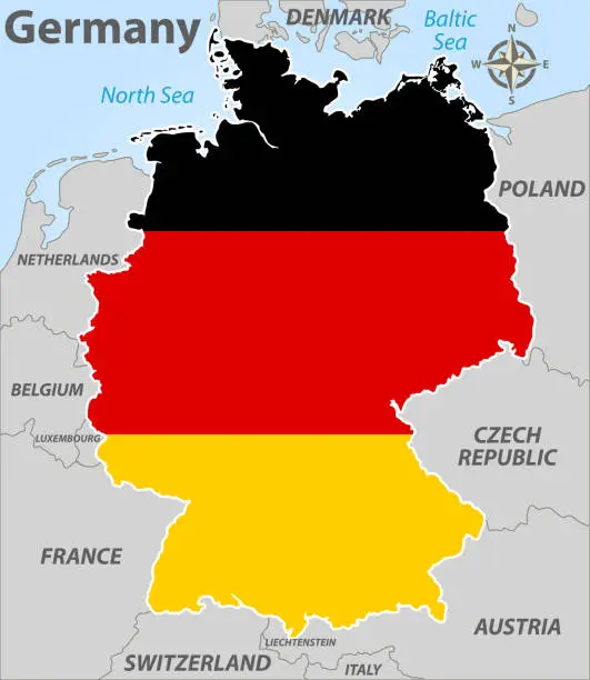 Vector illustration of Map of Germany with Flag