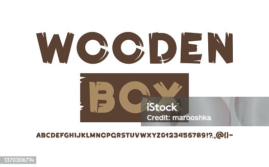 istock Wood cursive font, Hand drawn brush stroke alphabet, vector illustration 10EPS 1370306714