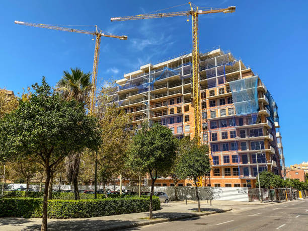 Huge residential building under construction stock photo