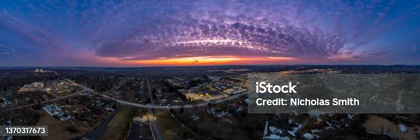 180 Degree Suburban Sunset Panorama Stock Photo - Download Image Now - Ohio, Dayton - Ohio, Suburb