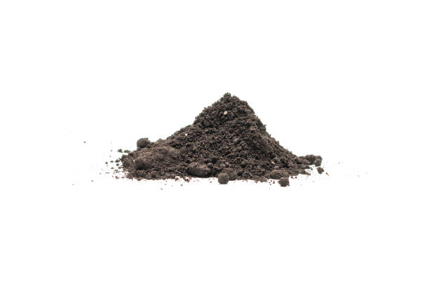 istock Black land for plant isolated on white background. 1370320069
