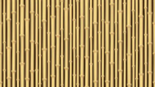 Vector illustration of Horizontal seamless bamboo background. Brown bamboo sticks pattern. Realistic vector illustration.