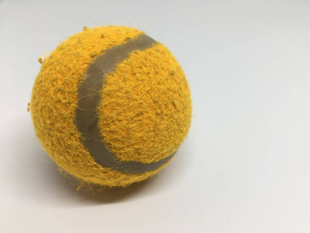 istock Orange tennis ball close up on a plain background 1370329438