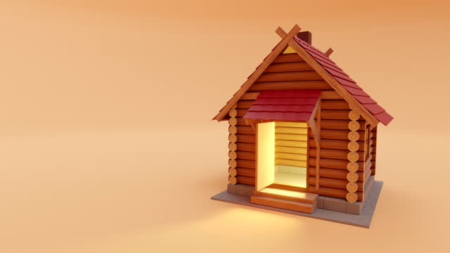 3d visualization of a simple house on the background