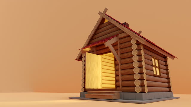 3d visualization of a simple house on the background