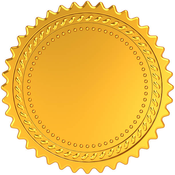 istock Blank gold award medal guarantee badge 137033223