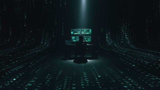 Alone hacker in dark space