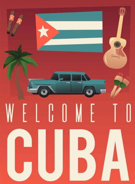 istock Cuba travel and tourist attractions advertising poster, vector illustration. 1370339485