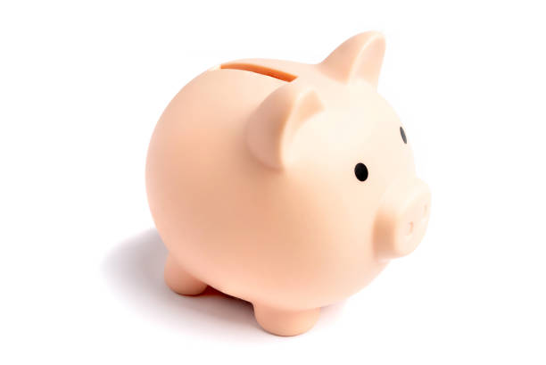 istock Pink plastic piggy bank isolated on a white background 1370340507