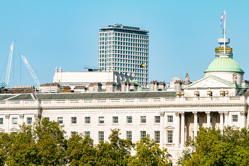 Somerset House on Embankment in City of Westminster, London. These may be commercial buildings.