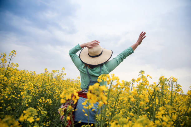 istock Woman in an oilseed field 1370347839