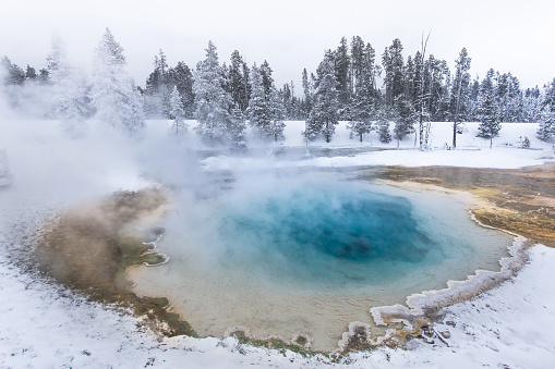 A thermal Pool in the Fountain Paint Pots in the lower geyser basin of Yellowstone National Park