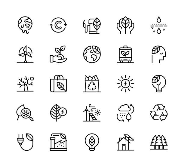 Ecology icons 24 x 24 pixel high quality editable stroke line icons. These 25 simple modern icons are about ecology. climate stock illustrations