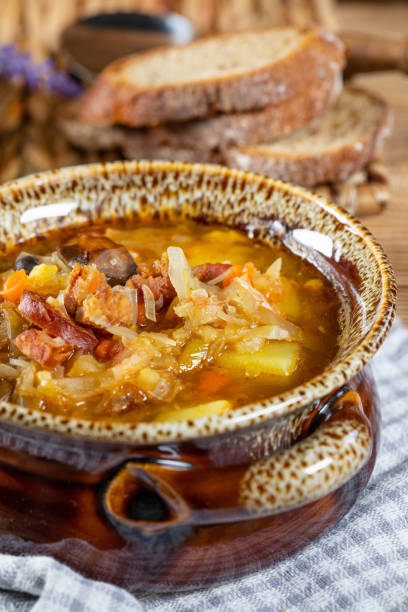 istock Traditional russian sour cabbage soup 1370354830