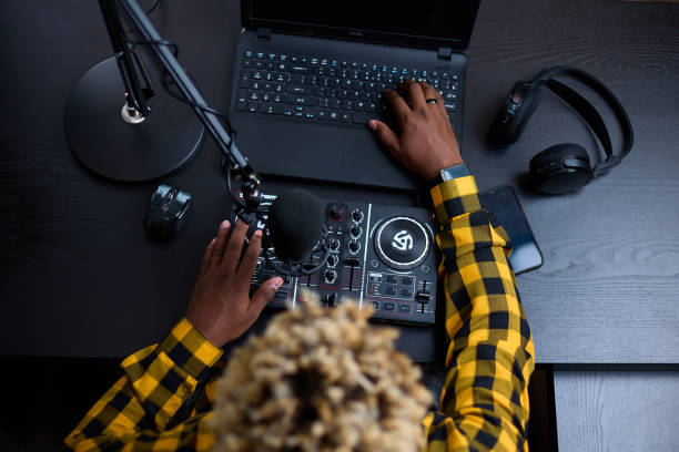 istock Creating music in a comfortable environment in a home mini studio 1370361244