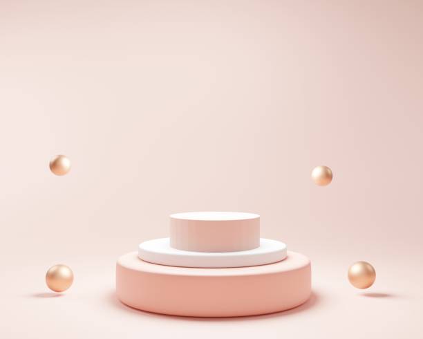 istock Abstract geometry shape pink color podium on pink color background for product. minimal concept. 1370361678