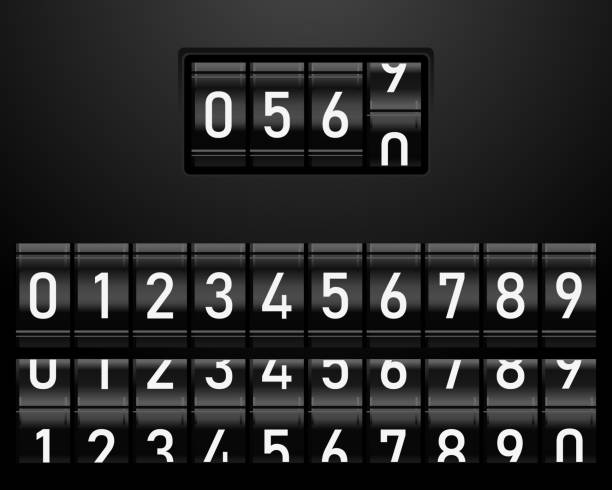Dark counter with numbers. vector Dark counter with numbers. vector number machine stock illustrations