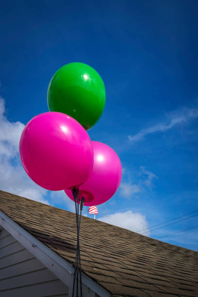 Colorful balloons with happy party