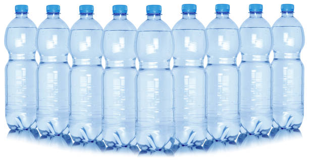 istock Water bottles collection group isolated on white 1370374580