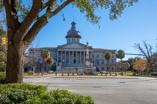 The South Carolina State House on Main St in the state capitol, Columbia.