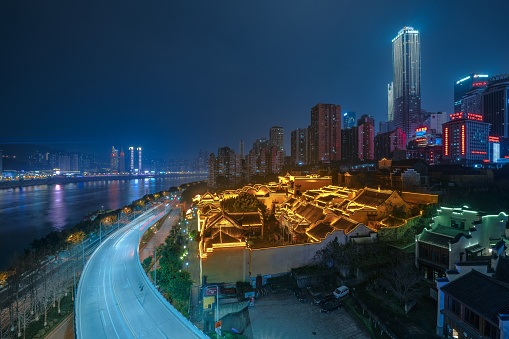 Night view of Chongqing riverside at night