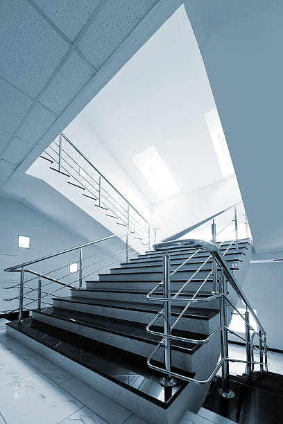 istock Marble staircase with a steel handrail 137038772
