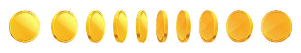 istock Set of rotating gold coins. 3d dollar coins. Golden money set. 1370390701