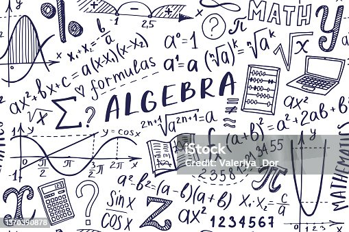 istock Maths symbols icon set. Algebra or mathematics subject doodle design. Education and study concept. Back to school background for notebook, not pad, sketchbook. Hand drawn illustration. 1370390878