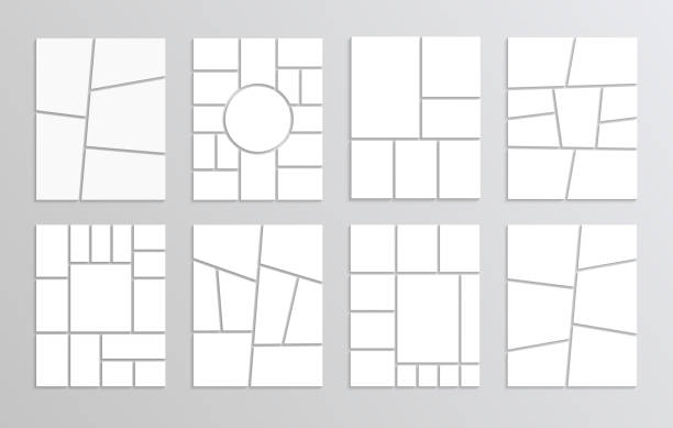 stockillustraties, clipart, cartoons en iconen met photo collage template. mood board grid. vector illustration - mozaïek