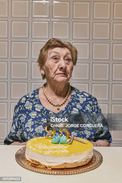 Almost Centennial Woman Lively And Happy Celebrating Her Birthday Party Concepto Longevidad Edad Avanzada Stock Photo - Download Image Now