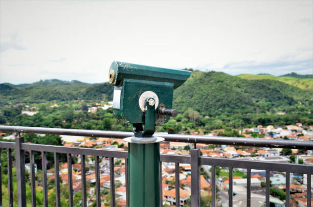 The green observation bezel of the viewpoint of Guararema, tourist city of São Paulo on sunny day