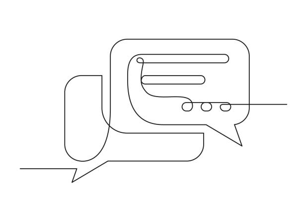 stockillustraties, clipart, cartoons en iconen met continuous drawing of one line of an speech bubble - illustraties van continuïteit