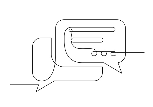 Continuous drawing of one line of an speech bubble. Web concept. Speech bubble isolated on a white background. Vector illustration