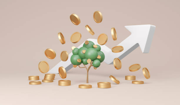 istock 3D Rendering trees with coins falling down and arrow graph rising up on background concept of money tree financial investment. 3D Render illustration. Economic growth. 1370403085
