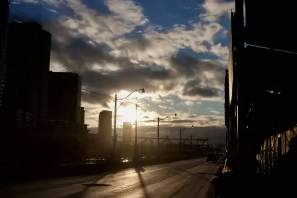 TTC Railway inToronto in sunset time, Canada.