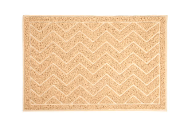 istock Beige cat litter rubber mat on white background 1370417023