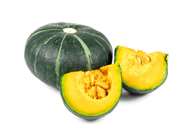 istock Green pumpkin isolated on the white background 1370418566