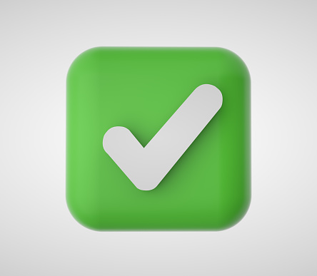 Icono de marca de verificación 3D, icono de aceptación aprobado. photo