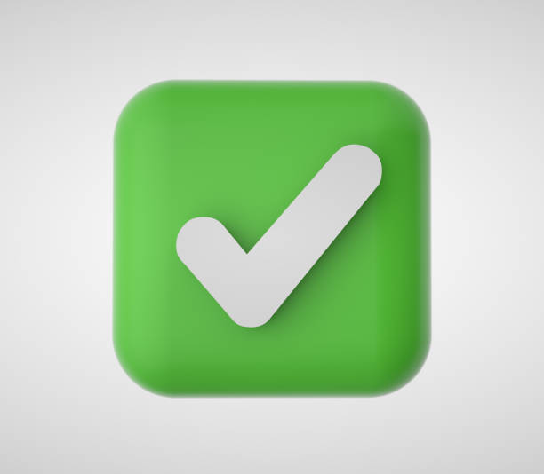 icono de marca de verificación 3d, icono de aceptación aprobado. - yes checkbox expressing positivity success fotografías e imágenes de stock