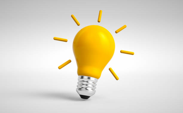 Light bulb light bulb idea icon concept top view on white background. 3d rendering.