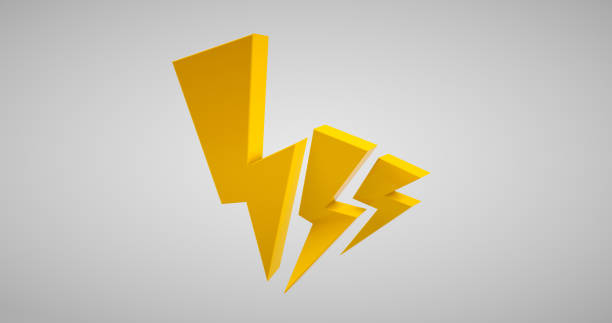 Lightning bolt icon. Isometric of lightning bolt isolated on white background. 3D Render