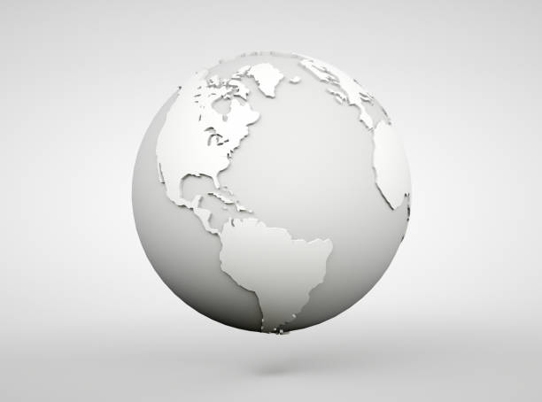 istock Globe 3d. Earth world map. Global digital communication modern realistic sphere planet. 1370422113