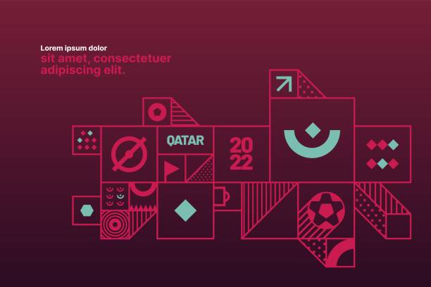 stockillustraties, clipart, cartoons en iconen met layout design for sports event of 2022 year. - qatar football