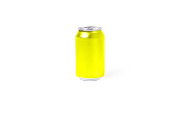 istock Yellow aluminum can on a white background. Drink concept 1370427385